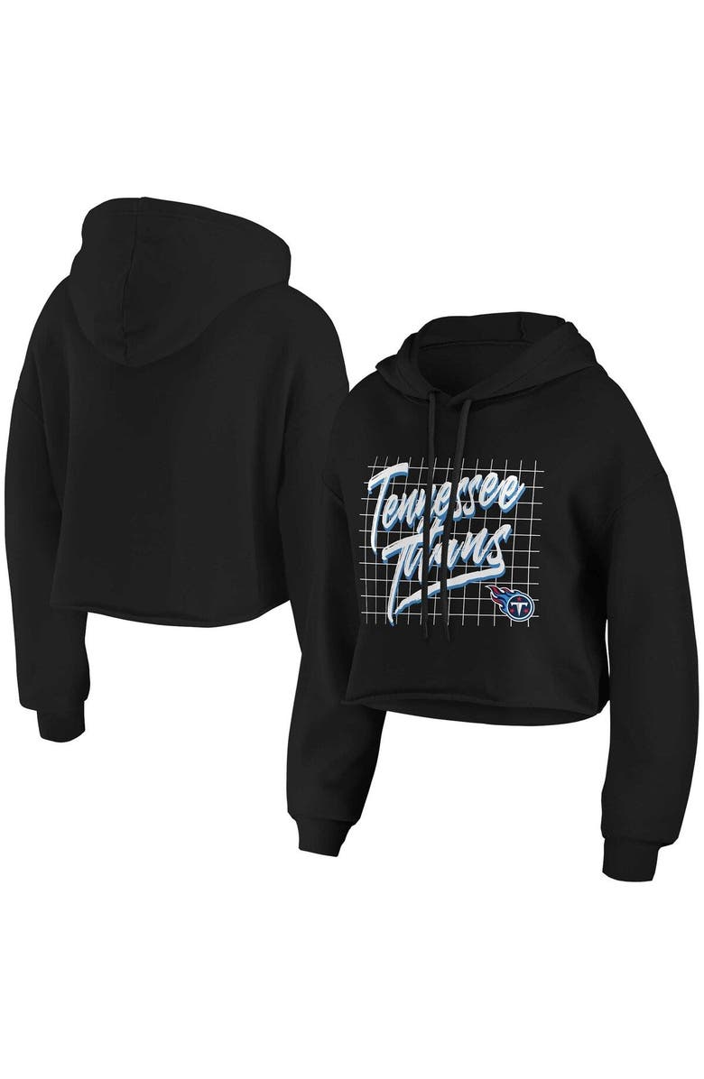 WEAR by Erin Andrews Women's WEAR by Erin Andrews Black Tennessee Titans Domestic Cropped Pullover Hoodie, Main, color, Black