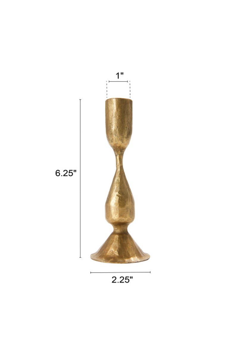 Storied Home Round Hand-Forged Metal Taper Holder, Antique Brass Finish, Alternate, color, Brass