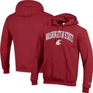 Champion Men's Champion  Crimson Washington State Cougars Arched Logo Fleece Pullover Hoodie