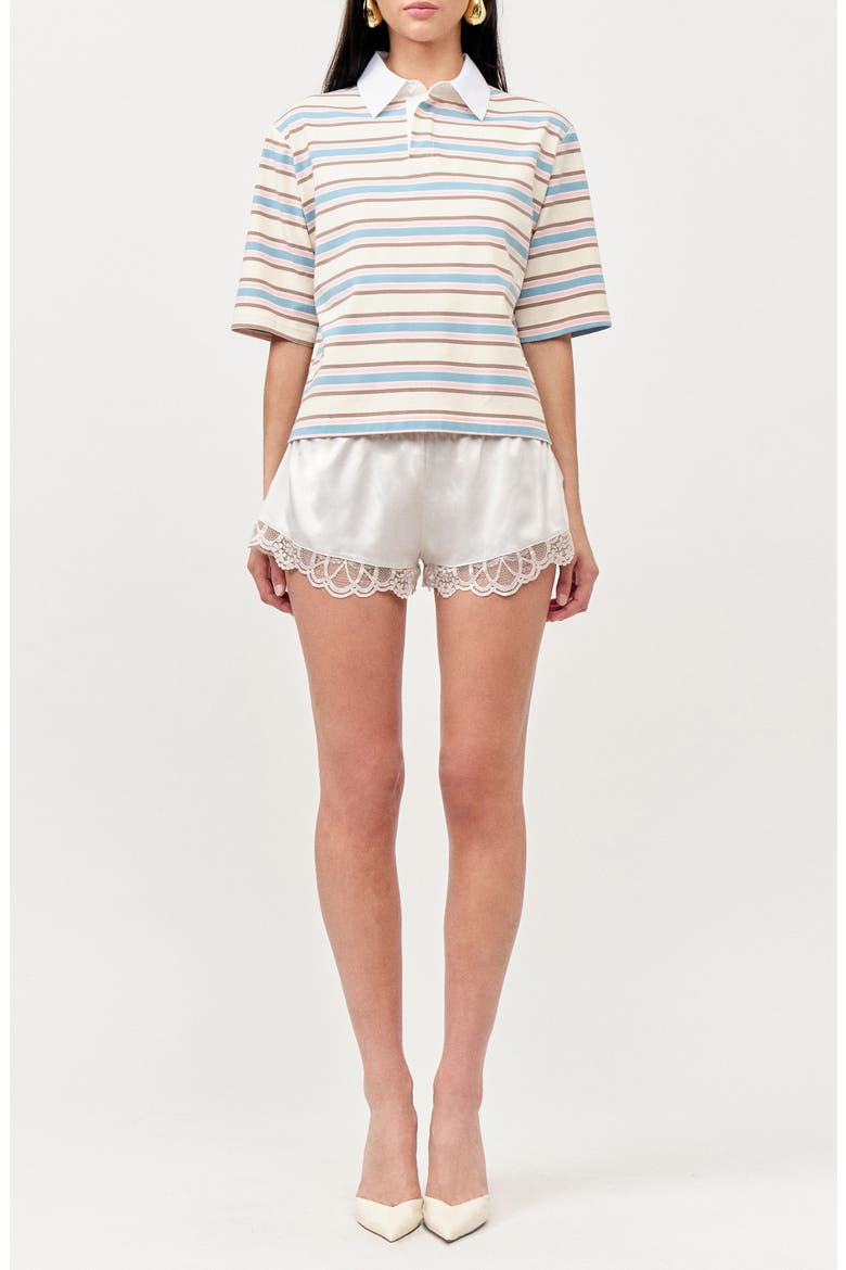 Frankie Stripe Stretch Cotton Polo, Alternate, color, IVORY LIGHT BLUE PINK