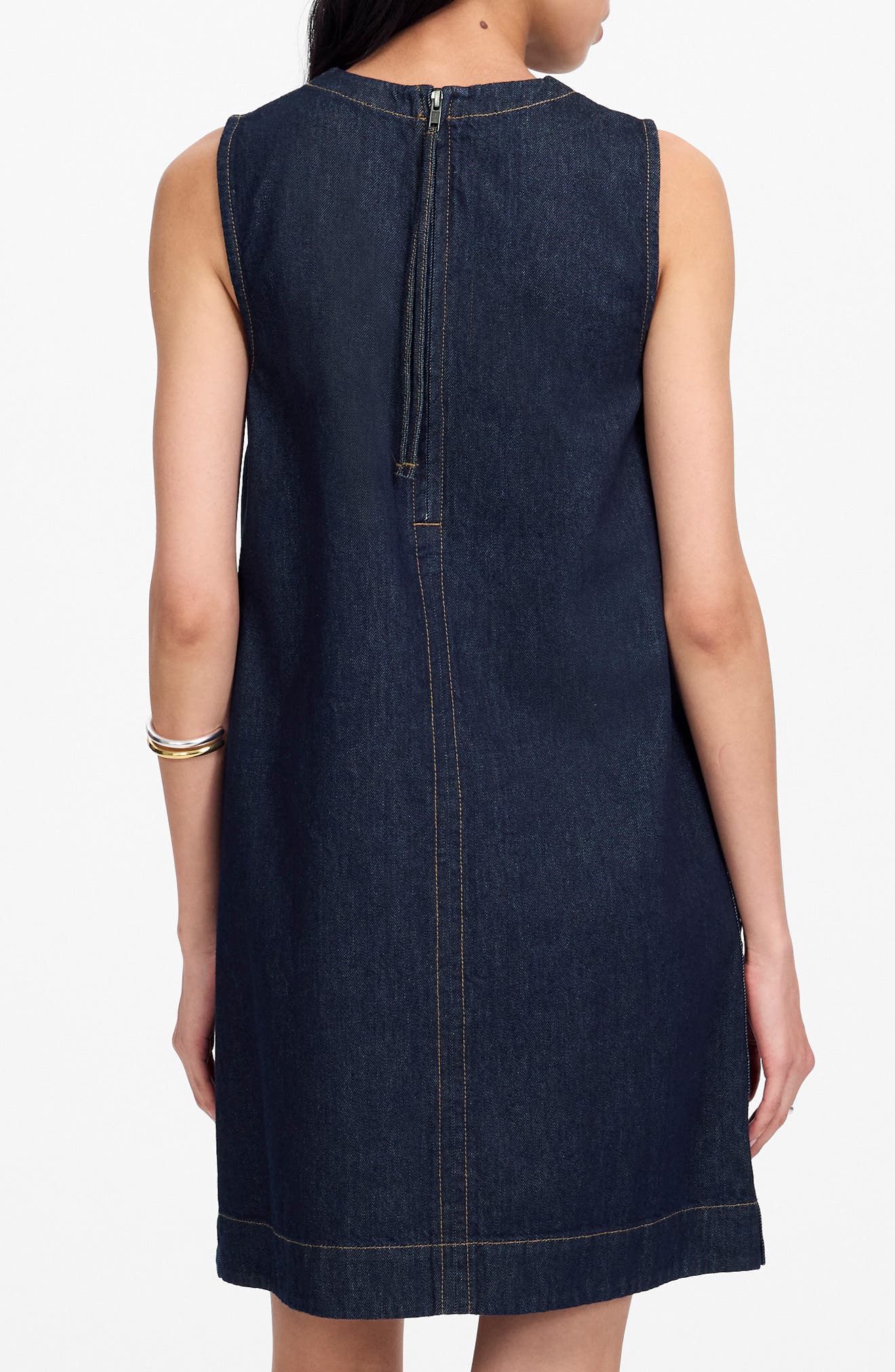 Boxy Sleeveless Denim Shift Dress - image 2