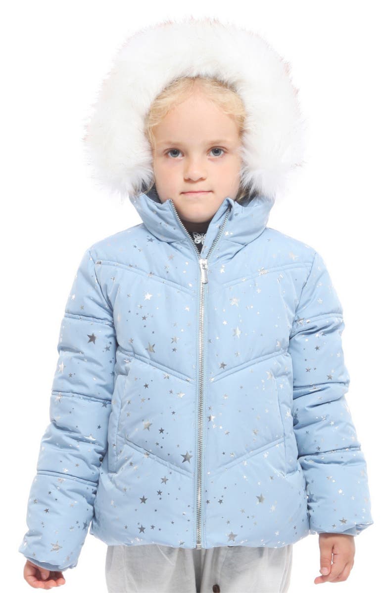 Rokka&Rolla Kids' Heavyweight Puffer Jacket, Main, color, Blue Fog Silver Star