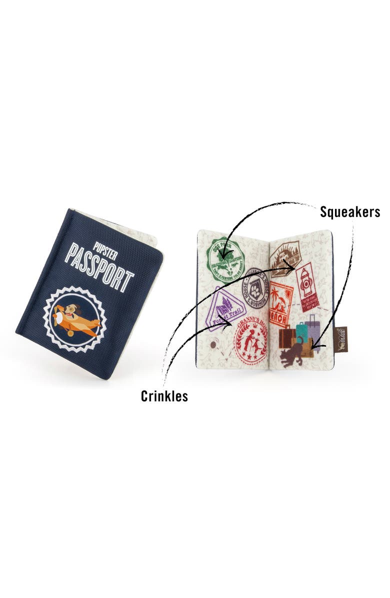 P.L.A.Y. Globetrotter Collection, Pupster Passport Plush Dog Toy, Alternate, color, Multicolored