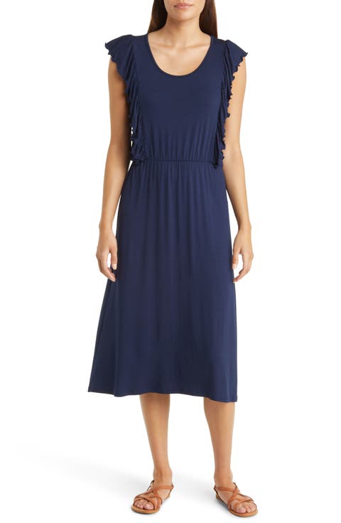 Ruffle Cap Sleeve Jersey Dress