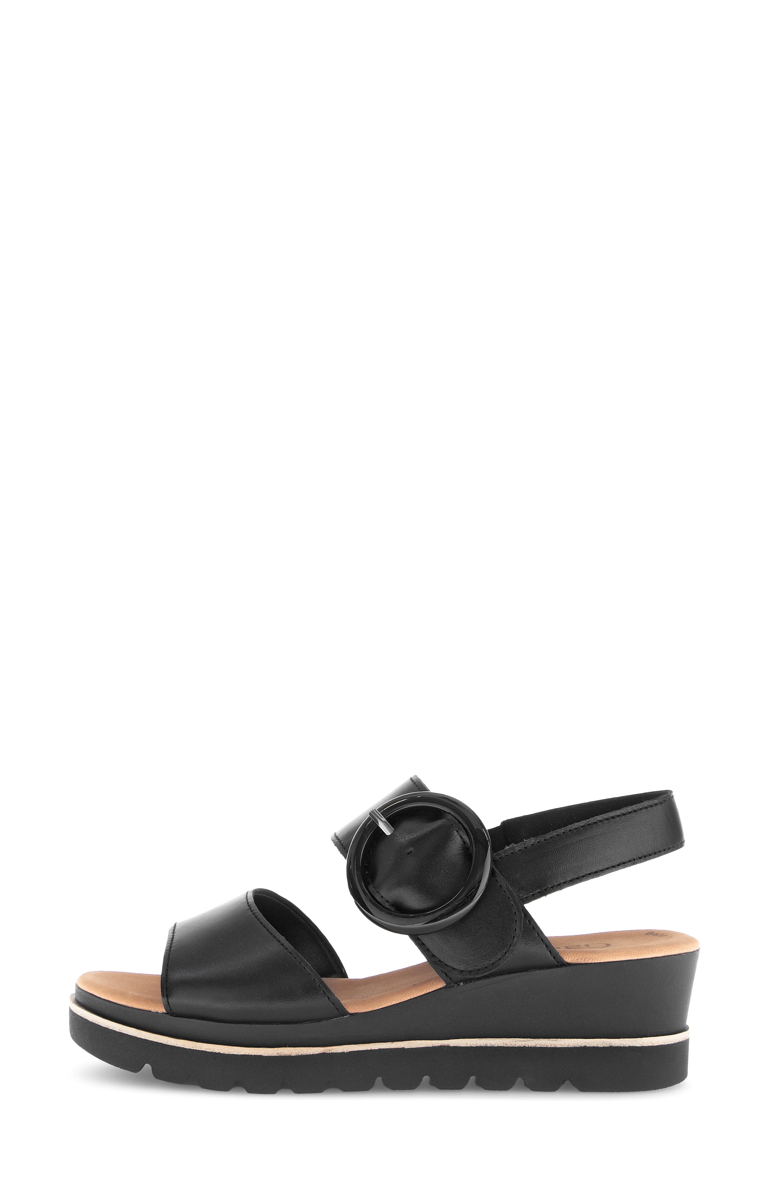 Gabor Quarter Strap Wedge Sandal, Alternate, color, Black