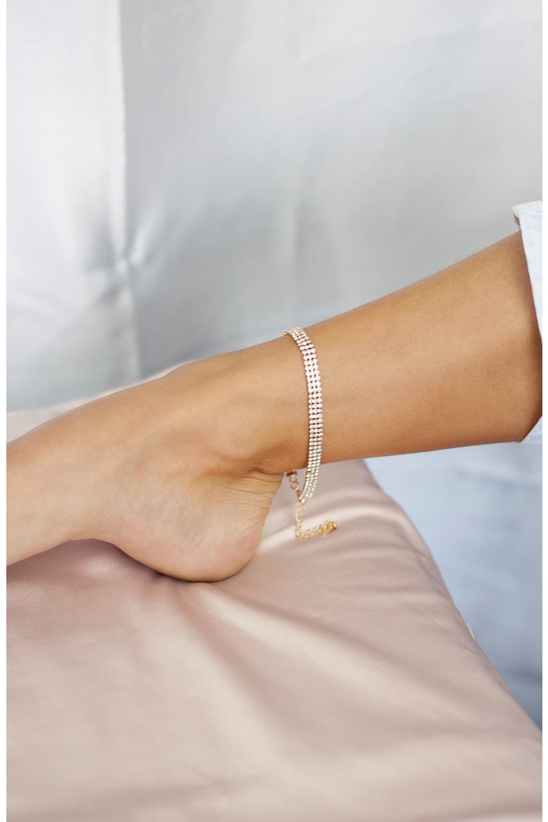 Crystal Pavé Chain Anklet, Alternate, color, GOLD