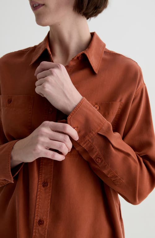 Ag Leny Button-up Tencel® Lyocell Shirt In Orange