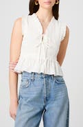 French Connection Rhodes Ruffle Smocked Peplum Cotton Poplin Top