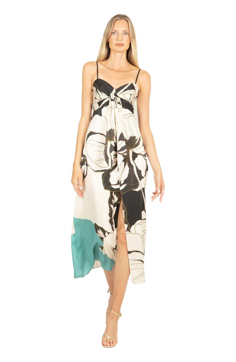 SECRET MISSION Ceres Maxi Dress with Front Slit, Alternate, color, Cyan Green Abstract Floral
