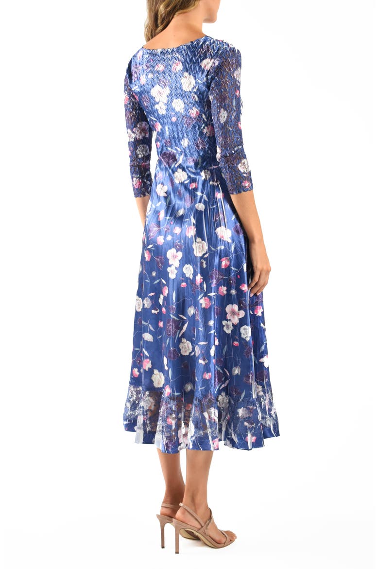 Charmeuse & Chiffon Cocktail Dress, Alternate, color, POPPY SPRAY