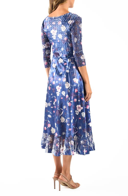 Komarov Charmeuse & Chiffon Cocktail Dress In Poppy Spray