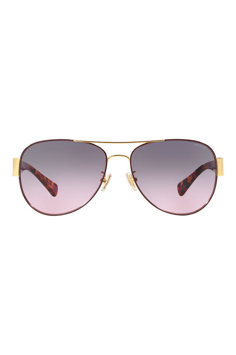58mm Gradient Lens Aviator Sunglasses, Main, color, TORTOISE VIOLET/ VIOLET