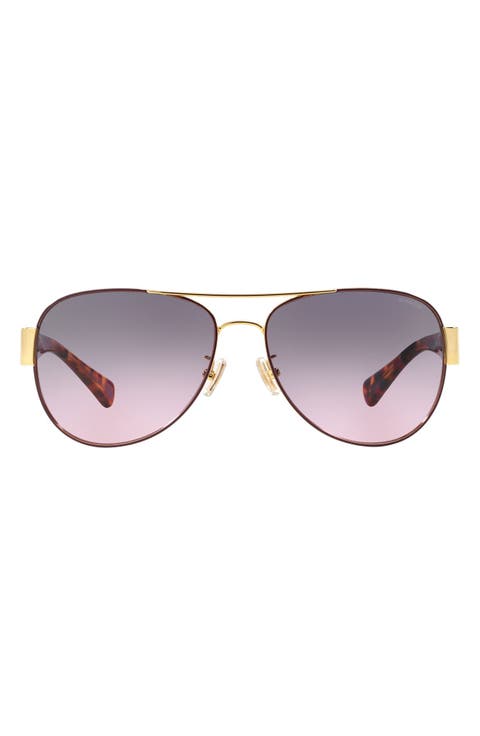 58mm Gradient Lens Aviator Sunglasses