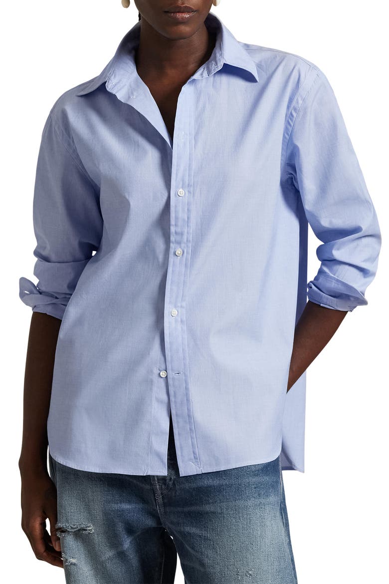 Oversize Button-Up Shirt, Main, color, CLASSIC MEDIUM BLUE