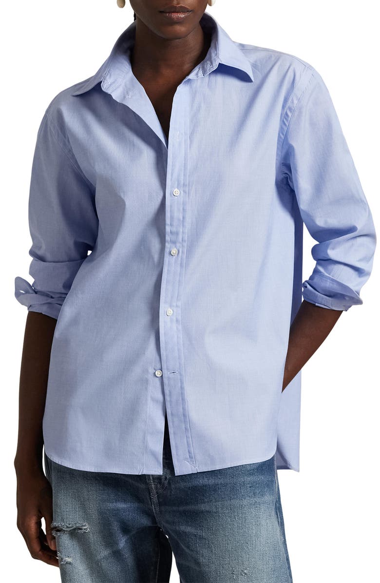 Polo Ralph Lauren Oversize Button-Up Shirt, Main, color, Classic Medium Blue
