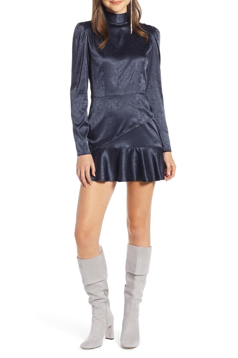 Ruffle Hem Minidress (Nordstrom Exclusive), Main, color, NAVY NIGHT