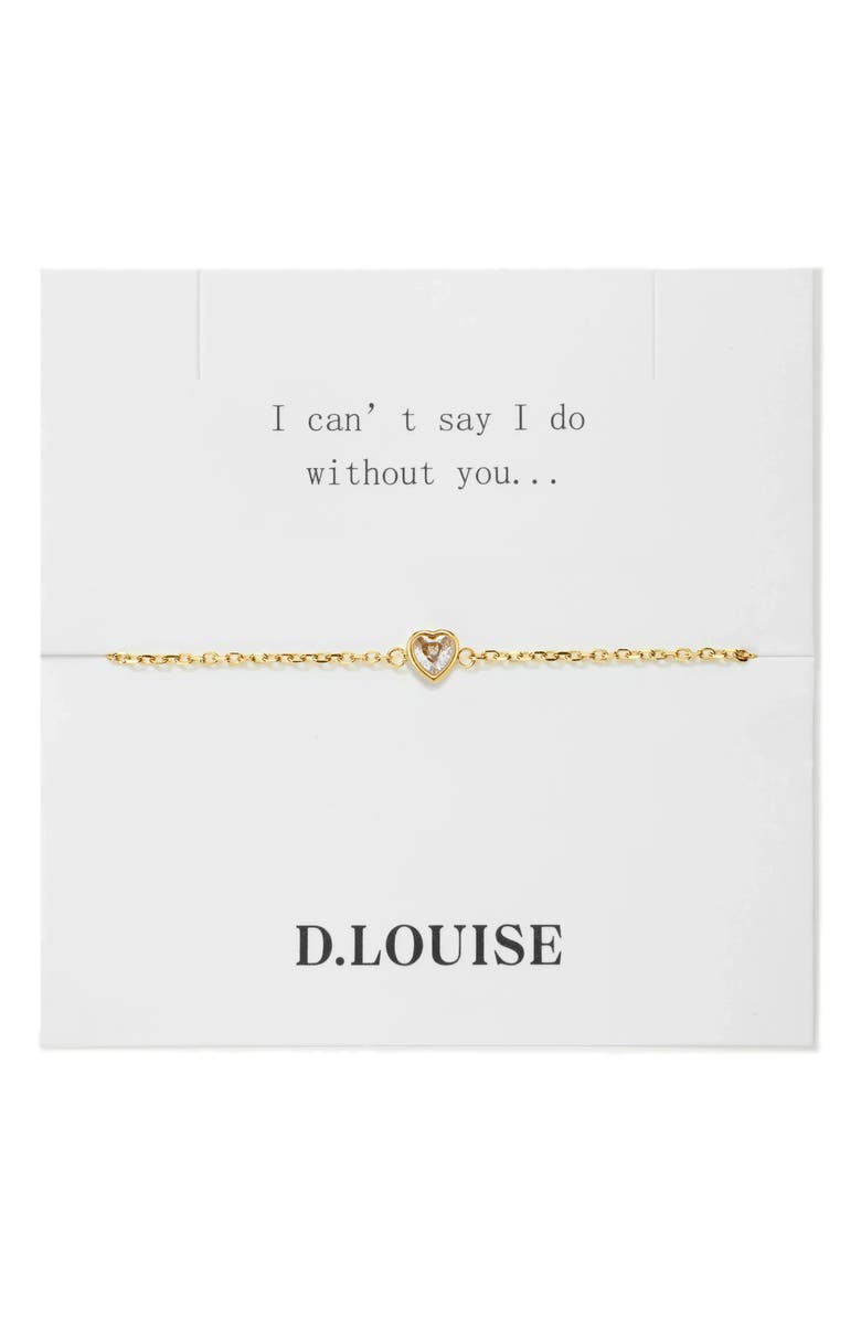D.LOUISE Bridesmaids Crystal Heart Bracelet, Alternate, color, Gold