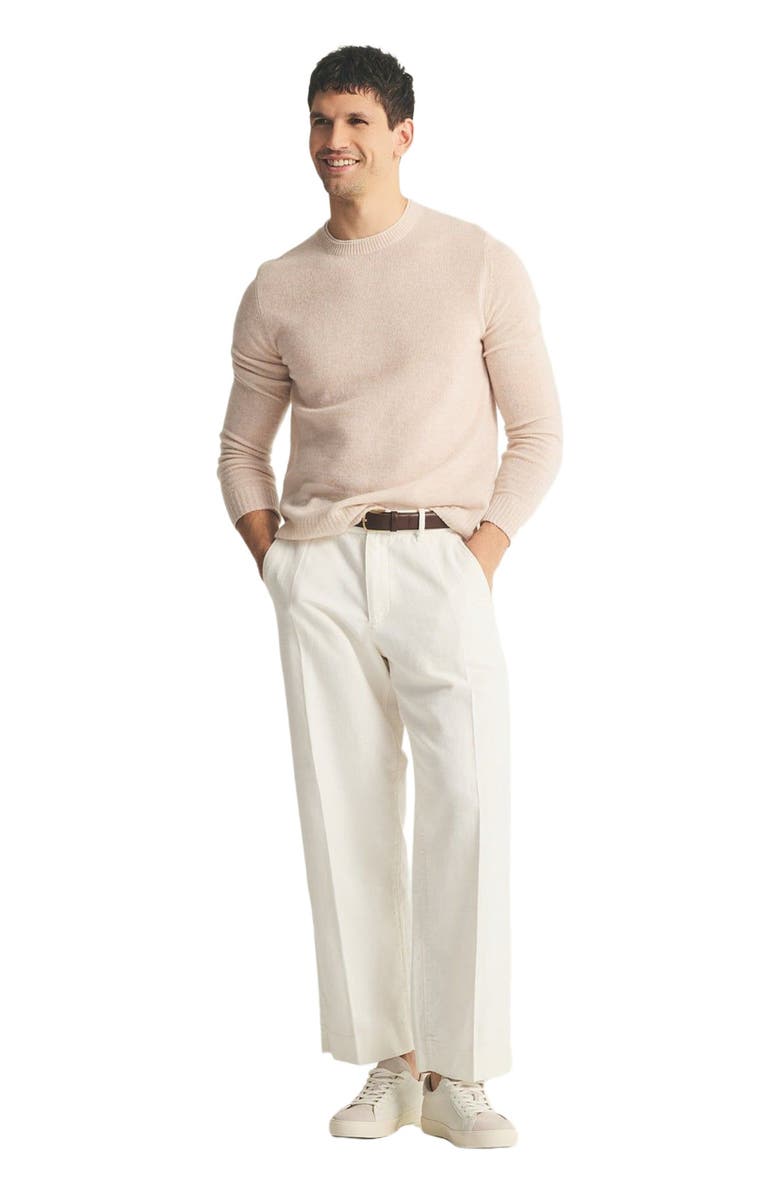 NAADAM Lightweight Cashmere Contrast Trim Crewneck Sweater, Alternate, color, Light Sand