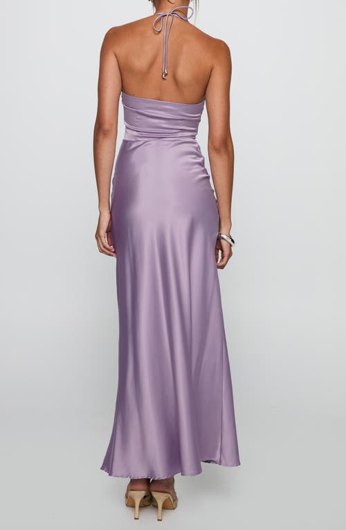 Princess Polly Rousseau Satin Halter Gown In Purple