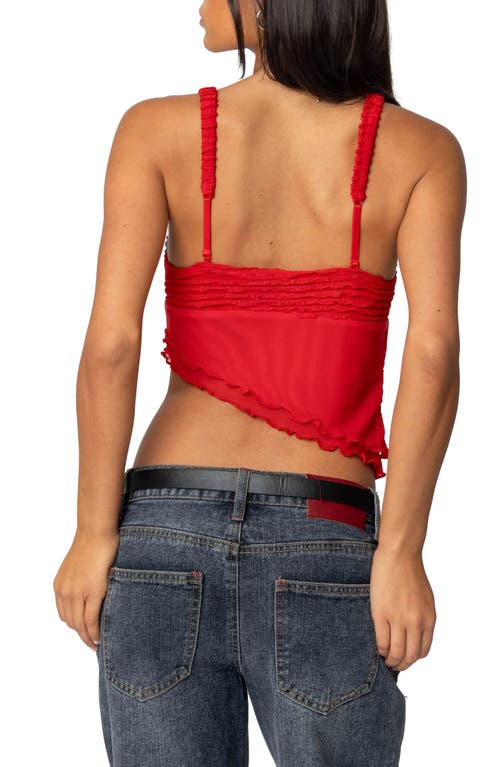 Edikted Ruffle Asymmetric Crop Top In Red