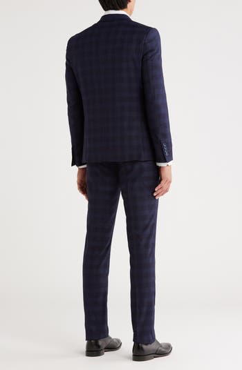 Navy Plaid Double Breasted Suit
