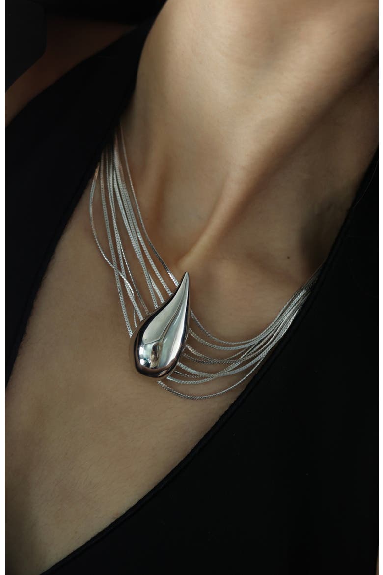 Droplet Necklace, Alternate, color, Silver