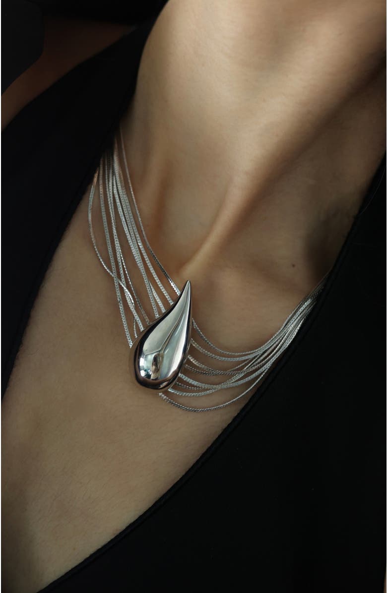 RETRO CHIC Droplet Necklace, Alternate, color, Silver