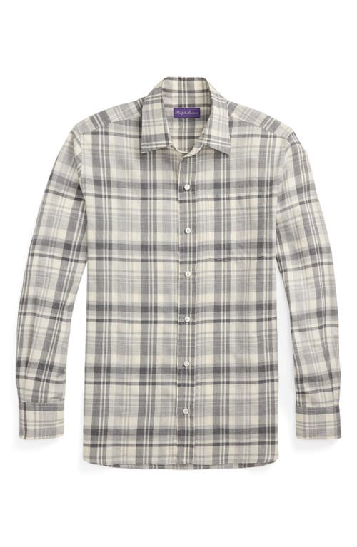 Ralph Lauren Purple Label Plaid Button-up Shirt In Gray