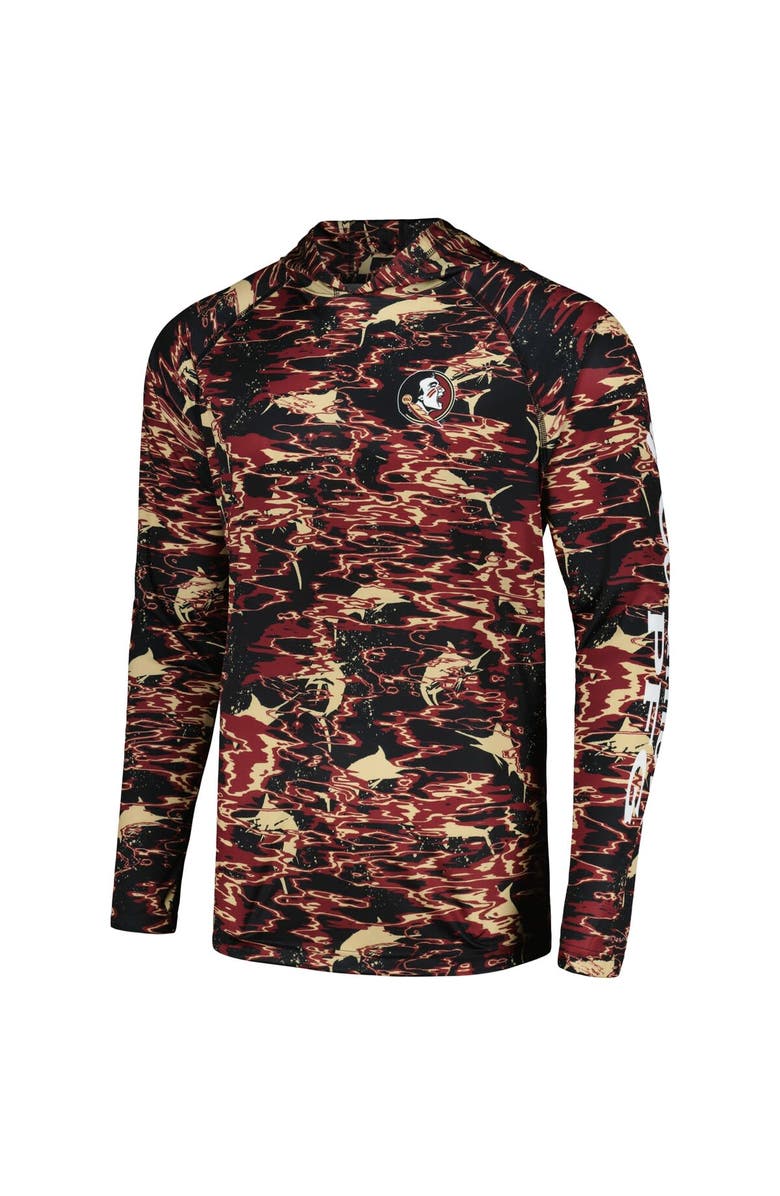 Columbia Men's Columbia Black Florida State Seminoles PFG Terminal Tackle Omni-Shade Rippled Long Sleeve Hooded T-Shirt, Alternate, color, 
