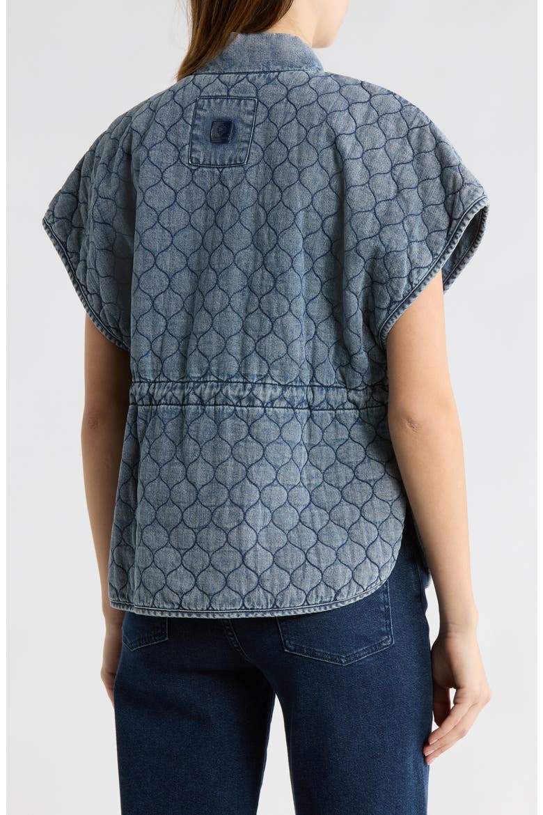 Quilted Short Sleeve Capelet, Alternate, color, WASHED MID BLUE