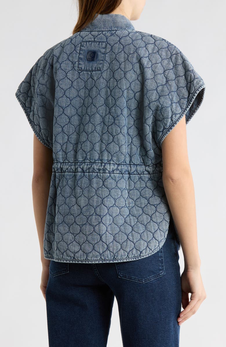 Democracy Quilted Short Sleeve Capelet, Alternate, color, Washed Mid Blue
