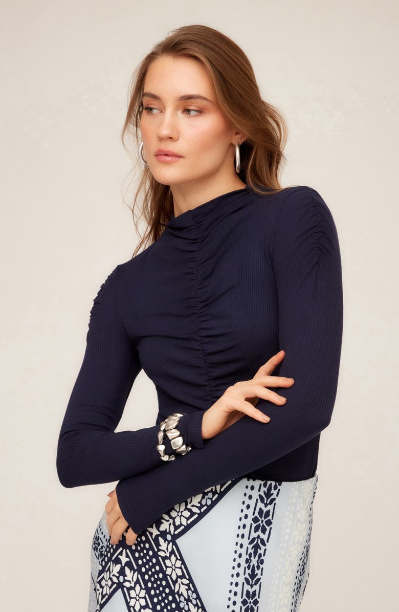 FIFTEEN TWENTY Selena Ruched Rib Top, Alternate, color, 