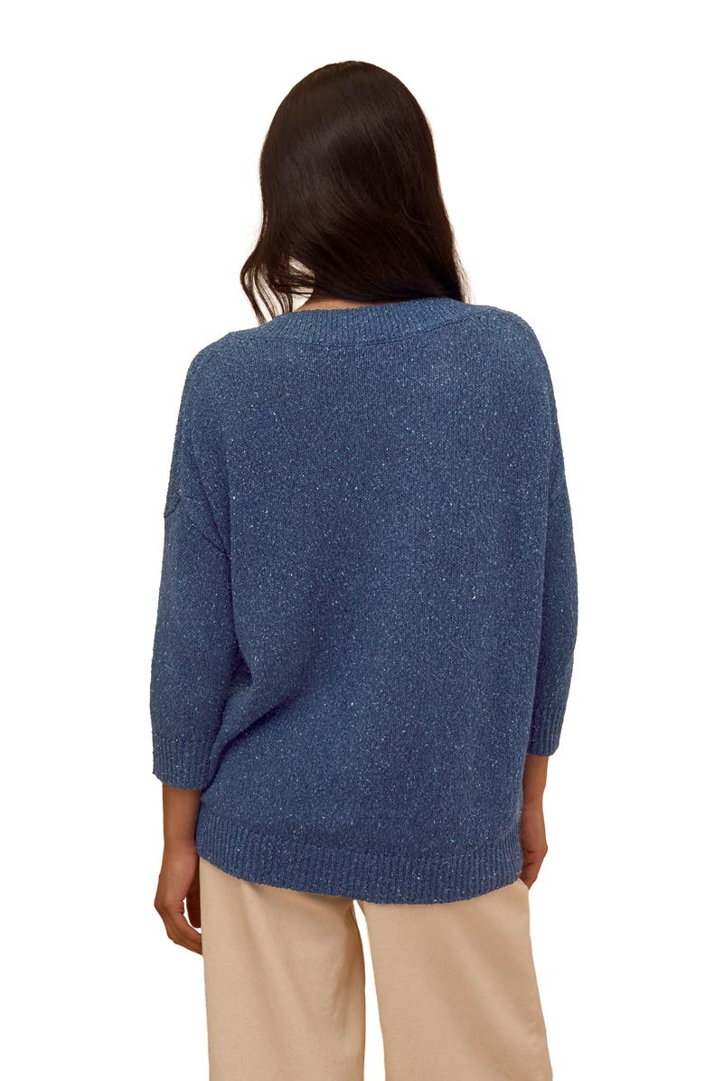 Celtic & Co. Cotton Blend Flecked V-Neck Sweater, Alternate, color, Mid Blue