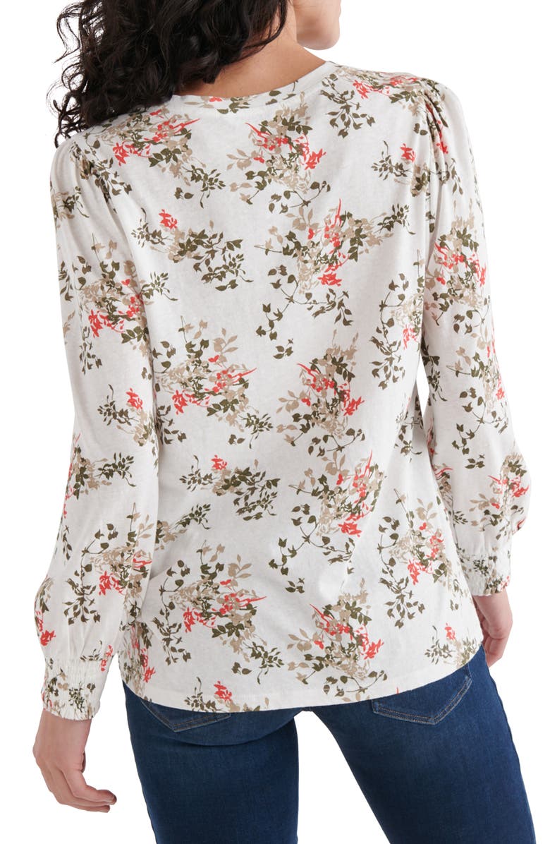 Lucky Brand Floral Print Blouson Sleeve Top, Alternate, color, 