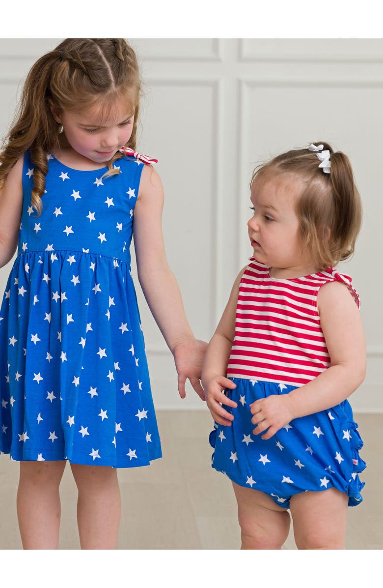 RuffleButts Girls Tie Shoulder Twirl Dress, Alternate, color, Stars & Stripes