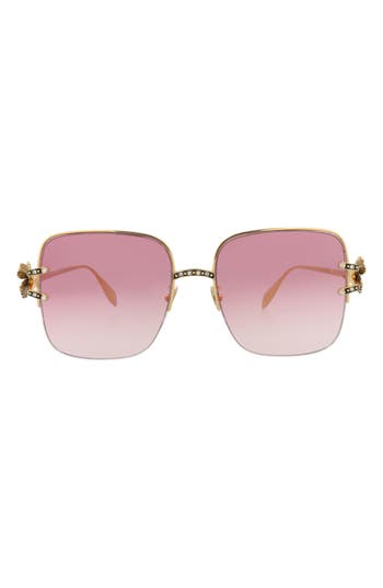 Alexander Mcqueen Mcqueen 57mm Gradient Square Sunglasses In Gold