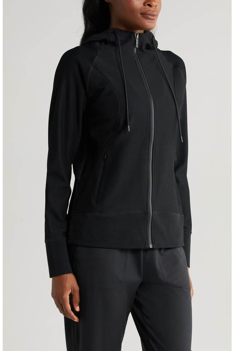 Echo Ottoman Rib Zip Hoodie, Alternate, color, BLACK