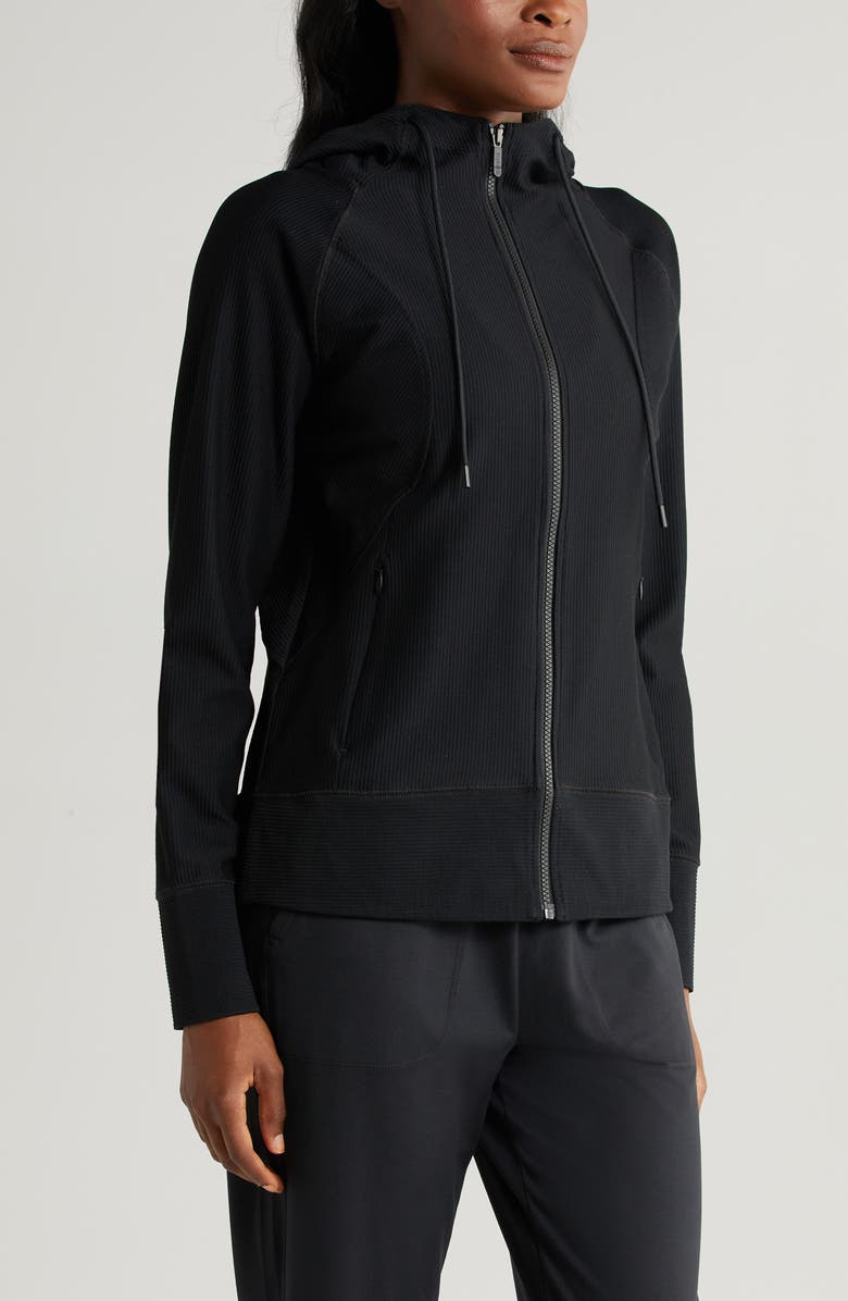 Zella Echo Ottoman Rib Zip Hoodie, Alternate, color,