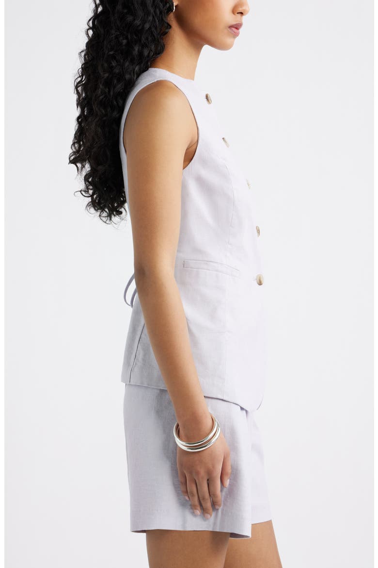 Linen Blend Vest, Alternate, color, PURPLE EVENING