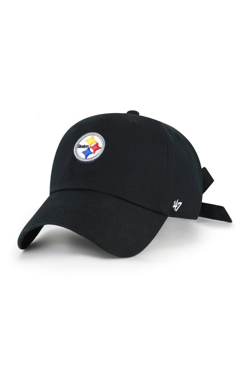 Women's '47 Black Pittsburgh Steelers  Bow Back Clean Up Adjustable Hat, Main, color, Black