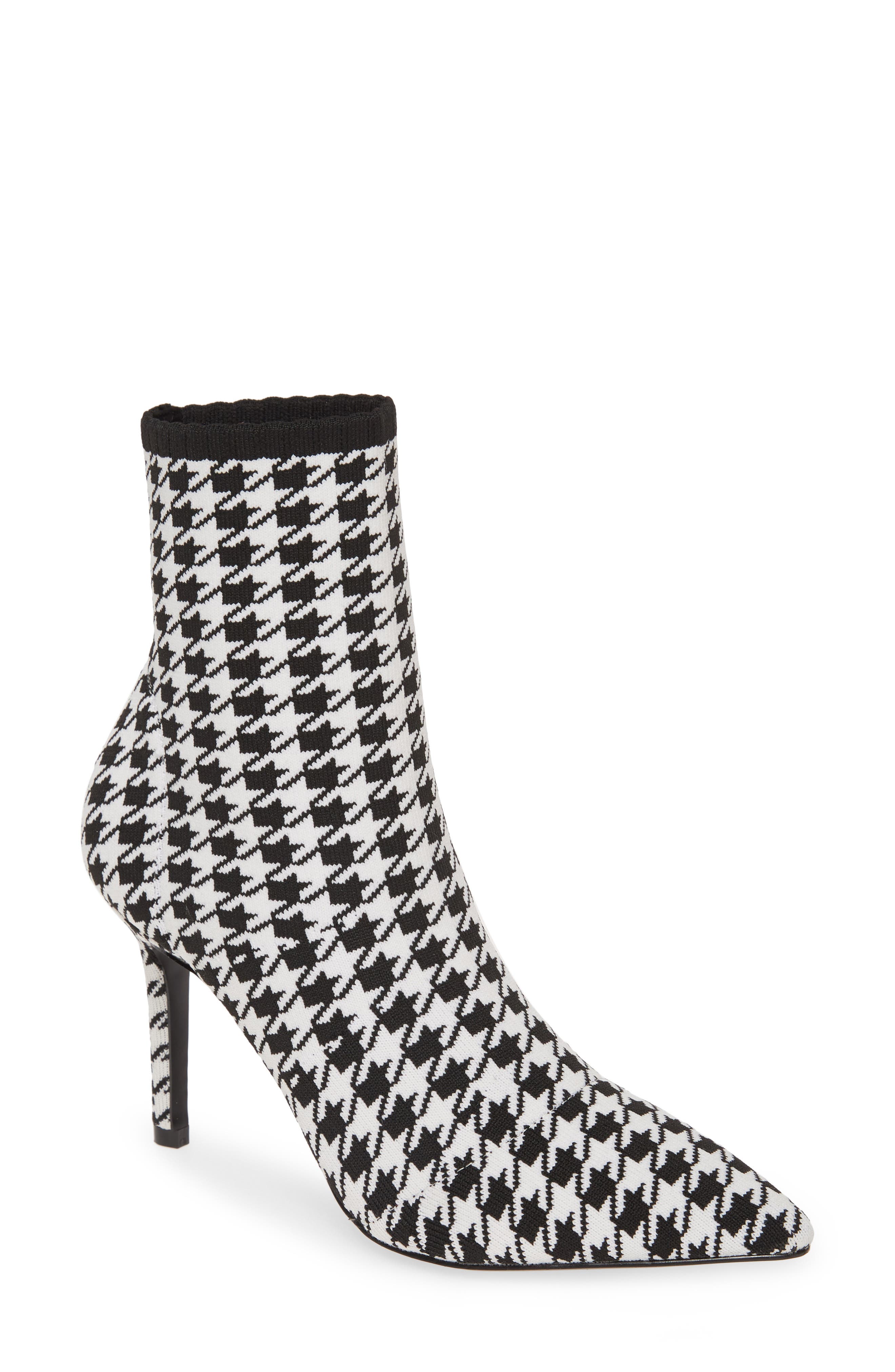 Pointed Toe Boot, Main, color, BLACK/ WHITE FABRIC