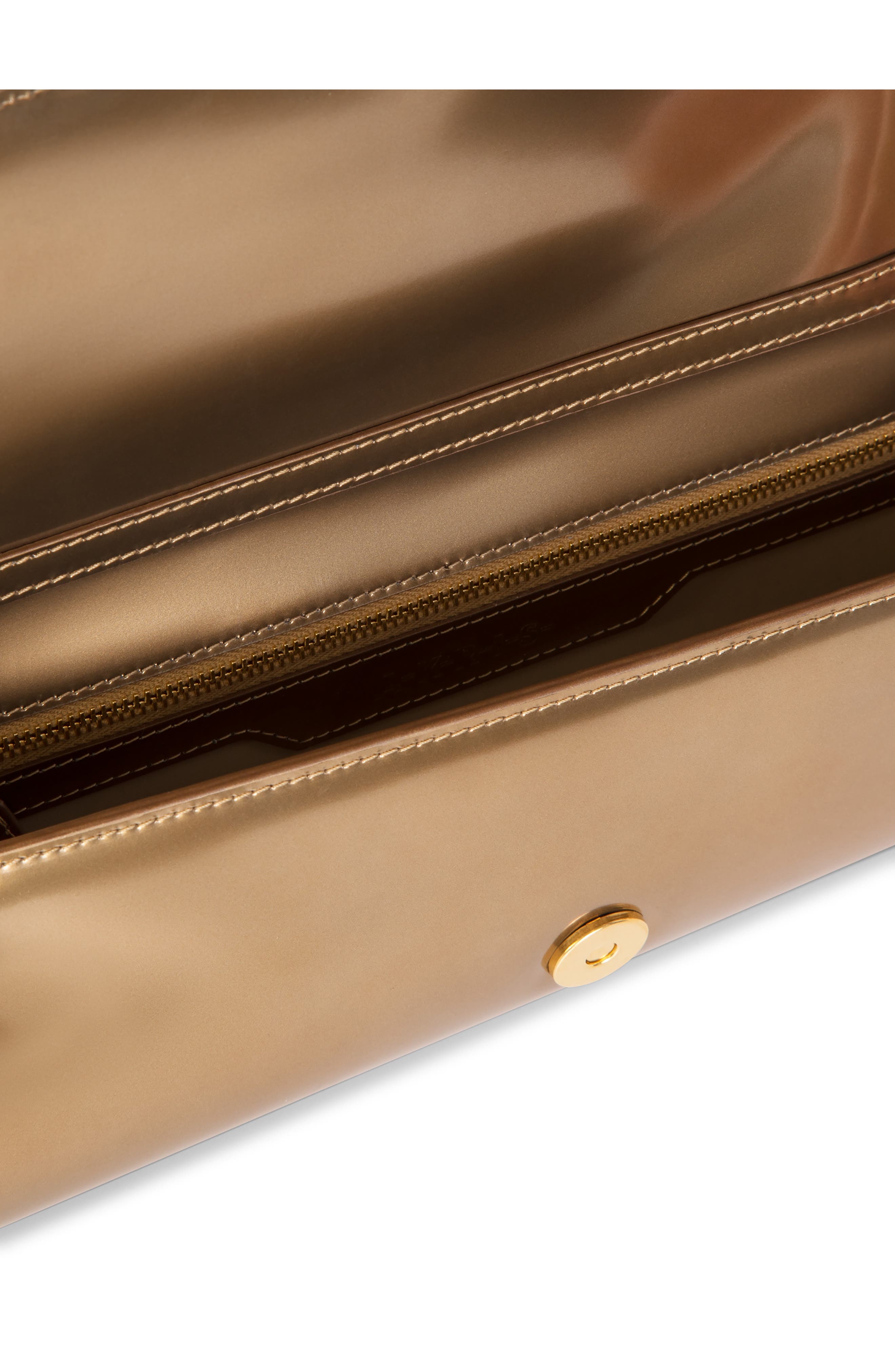 Akris Anouk Patent Leather East/West Clutch, Alternate, color, Antique Gold