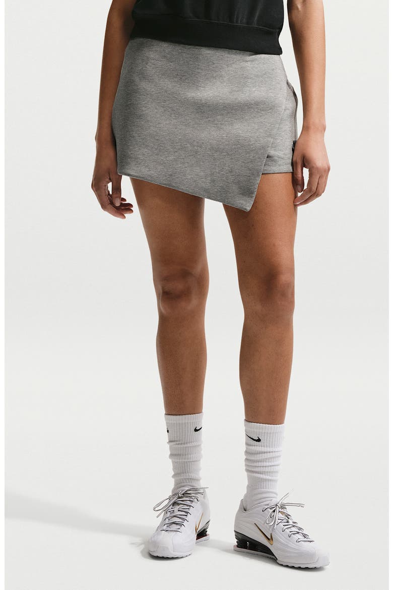 Cotton Blend Tech Fleece Skort, Main, color, DARK GREY HEATHER/ BLACK