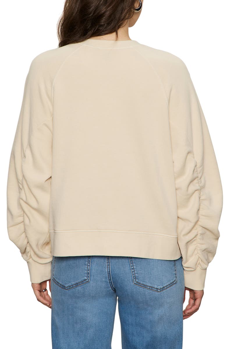 Sanctuary Gathered Sleeve Sweatshirt, Alternate, color, Vanilla White