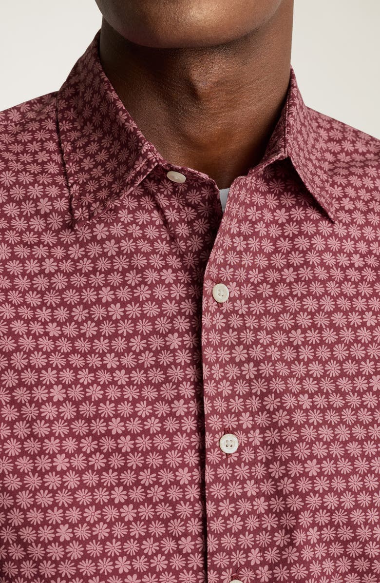 Bonobos Riviera Point Slim Fit Floral Short Sleeve Cotton Button-Up Shirt, Alternate, color, Daisy Dazey