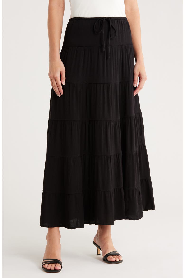 Tiered Maxi Skirt, Main, color, BLACK