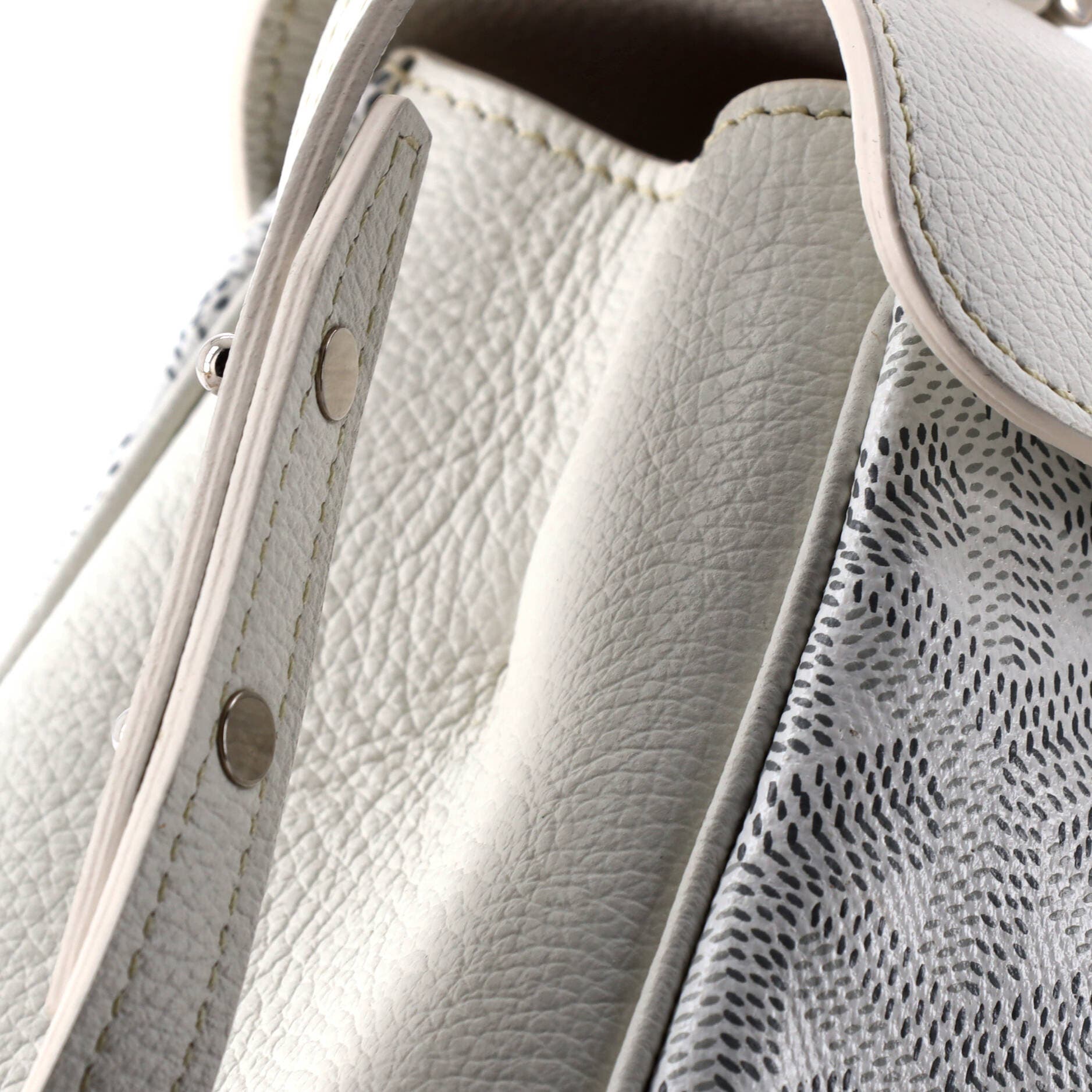 Pre-Owned Goyard Saigon Top Handle Bag Coated Canvas with Leather Mini, Alternate, color, White