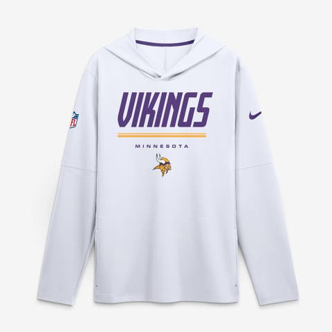 Men's Nike White Minnesota Vikings Sideline Game On Lightweight Long Sleeve Hooded Dri-FIT Top
