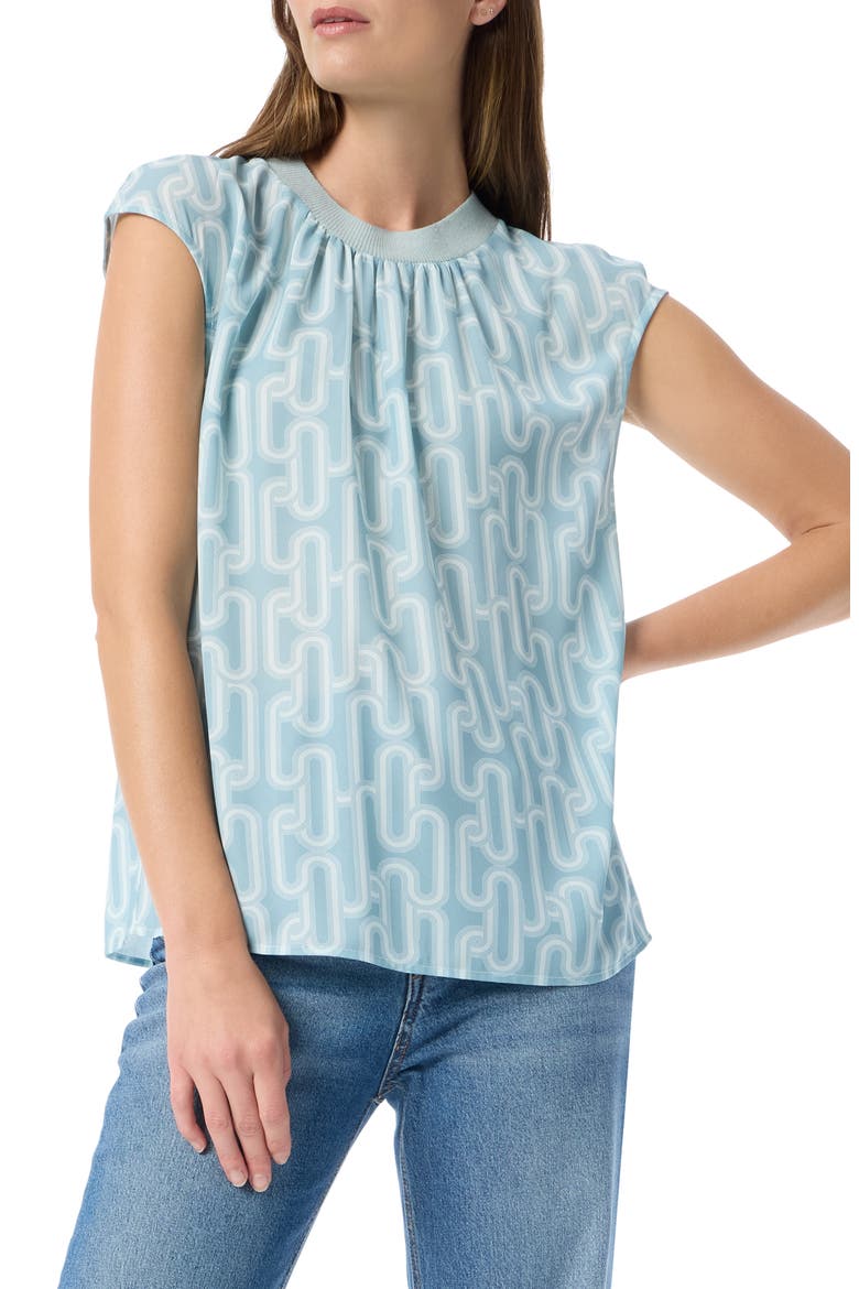 Emersyn Geo Print Rib Trim Top, Main, color, CLOUD BLUE- LINKS