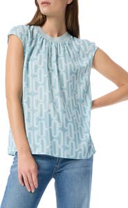 DO by Dee Ocleppo Emersyn Geo Print Rib Trim Top